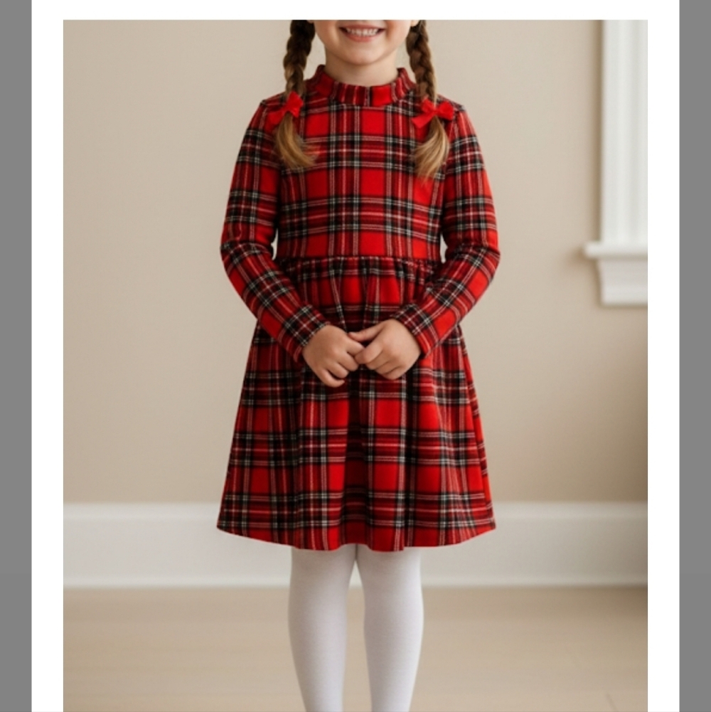 Girl's Red Plaid Dress